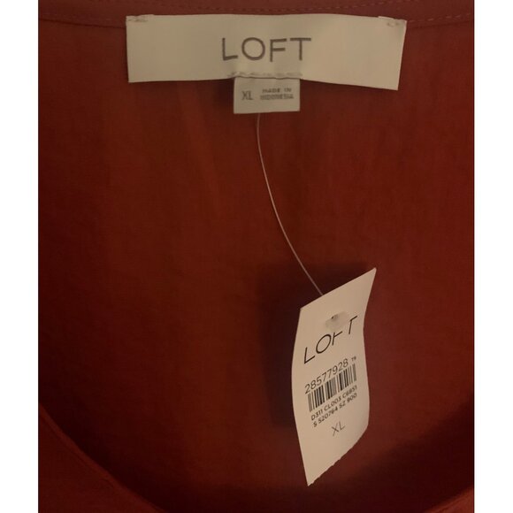 LOFT Rust Orange Lightweight Smocked Cuff Sleeves Women's Career Blouse NWT XL - Picture 10 of 10